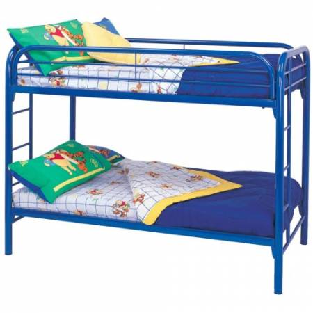 2256B Metal Beds Twin Over Twin Bunk Bed with Built-In Ladders