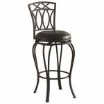 122060 Dining Chairs and Bar Stools 29" Elegant Metal Barstool with Black Faux Leather Seat