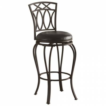 122060 Dining Chairs and Bar Stools 29" Elegant Metal Barstool with Black Faux Leather Seat