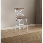 Zaire Walnut Antique White Steel Wood Bar Chair