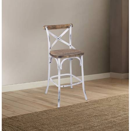 Zaire Walnut Antique White Steel Wood Bar Chair