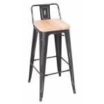Gaius Ash Antique Black Steel Wood Bar Stools