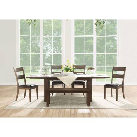 73160+73162*4+73163 6PC SETS DINING TABLE + 4 SIDE CHAIRS + BENCH