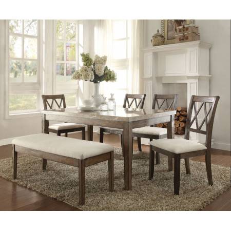 71715+71717*4+71718 6PC SETS DINING TABLE + 4 SIDE CHAIRS + BENCH