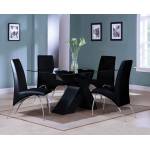 71110+71112*4 5PC SETS PERVIS BLACK DINING TABLE + 4 SIDE CHAIRS
