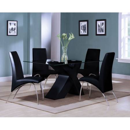 71110+71112*4 5PC SETS PERVIS BLACK DINING TABLE + 4 SIDE CHAIRS