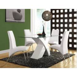 71105+71107*4 5PC SETS PERVIS WHITE DINING TABLE + 4 SIDE CHAIRS