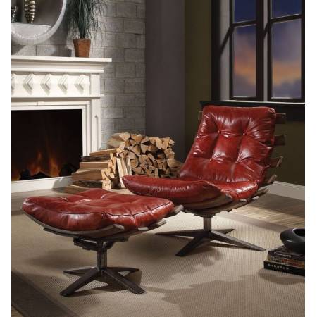 59531 RED 2PC PK CHAIR , OTTOMAN