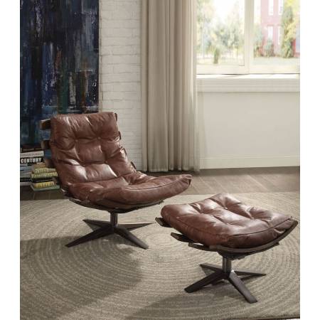 59530 BROWN 2PC PK CHAIR , OTTOMAN