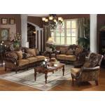 05495+05496+05497 BONDED LEATHER/CHENILLE 3PC SETS SOFA + LOVESEAT + CHAIRS