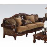 05495 BONDED LEATHER/CHENILLE SOFA