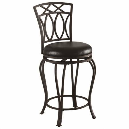 Dining Chairs and Bar Stools 24" Elegant Metal Barstool with Black Faux Leather Seat 122059
