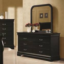 Louis Philippe 6 Drawer Dresser and Vertical Mirror Combination 203963+203964