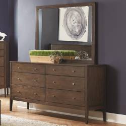 Lompoc 6 Drawer Dresser and Mirror Combo in Ash Brown Finish 204563+4