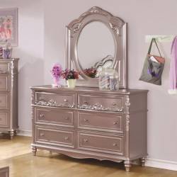 400893+94 Caroline Decorative 6 Drawer Dresser and Mirror Set