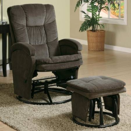 600159 Recliners with Ottomans Casual Reclining Glider with Matching Ottoman