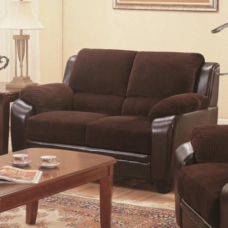 Monika Stationary Loveseat with Wood Feet