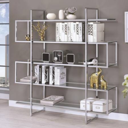 Bookcases Contemporary Metal and Glass Bookcase