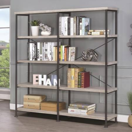 Guthrie Large Wood and Metal Open Bookcase