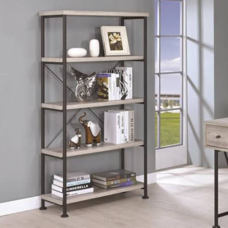 Guthrie Small Wood and Metal Open Bookcase