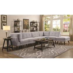 Churchill Mid-Century Modern 4 Seat Sectional with Button Tufted Cushions