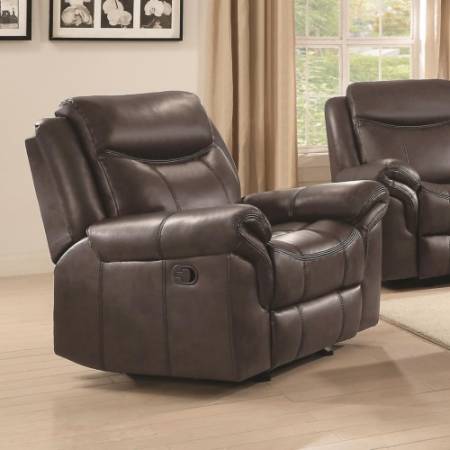 Sawyer Motion Plush Glider Recliner with Contrast Piping BROWN