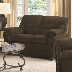 Clemintine by Coaster Casual Padded Loveseat with Nail Heads BROWN