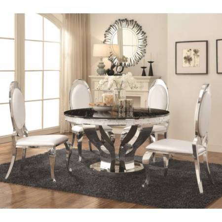 Anchorage Faux Marble and Chrome Stainless Steel 5 Piece Dining Table Set