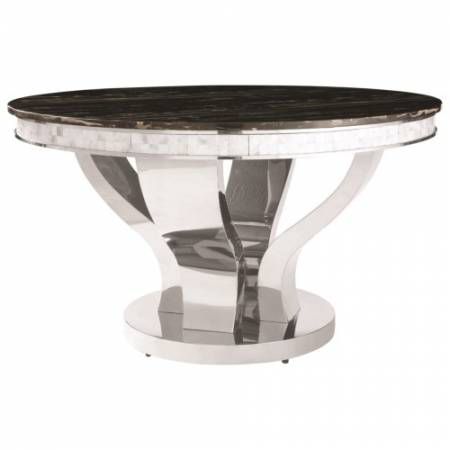 Anchorage Faux Marble Dining Table with Chrome Stainless Steel Base