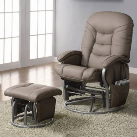 600228 Recliners with Ottomans Casual Leatherette Glider Recliner with Matching Ottoman