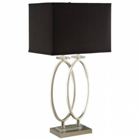 901662 Table Lamps Brushed Nickel Finish Metal Table Lamp with Black Shade