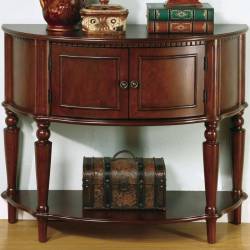950059 Accent Tables Brown Entry Table with Curved Front & Inlay Shelf