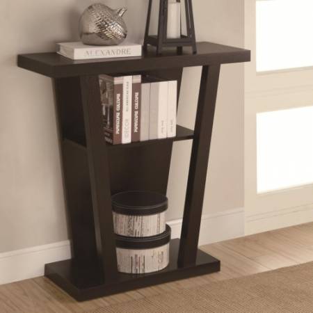 950136 Accent Tables Angled Cappuccino Entry Table with Storage Space