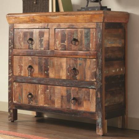 950366 Accent Cabinets 4 Drawer Reclaimed Wood Cabinet