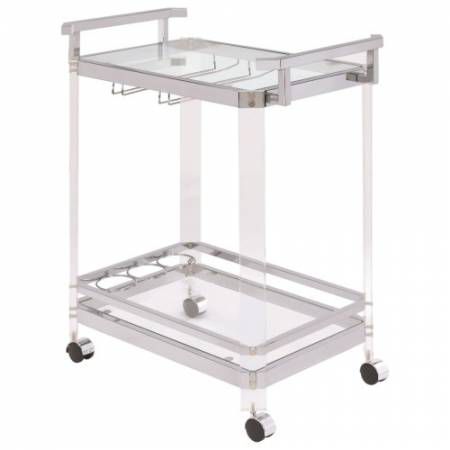 902589 Kitchen Carts Contemporary Serving Cart with Acrylic Legs