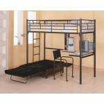 2209+2335M Bunks Twin Loft Bunk Bed with Futon Chair & Desk