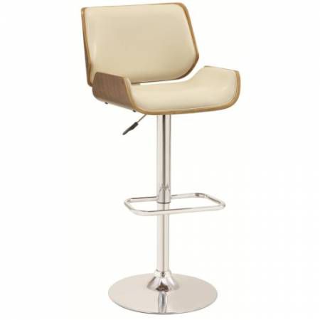 130503 Bar Units and Bar Tables Adjustable Bar Stool with Ecru Upholstery and Wood Back