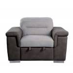 Alfio Chair with Pull-out Ottoman - Silver/Chocolate 9808-1