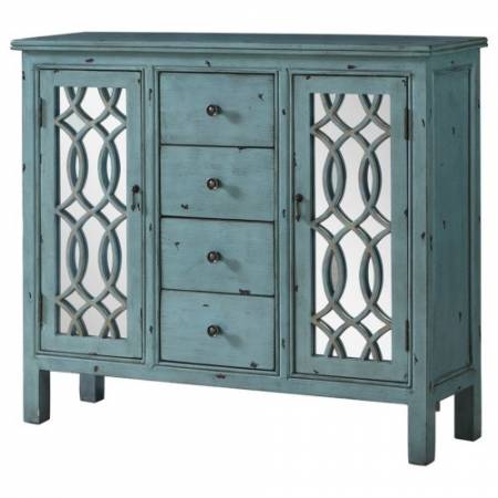 Accent Cabinets Antique Blue Accent Table with Inlay Door Design 950736