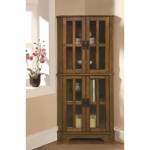 Curio Cabinets 4 Shelf Corner Curio Cabinet with Windowpane-Style Door Fronts 950185