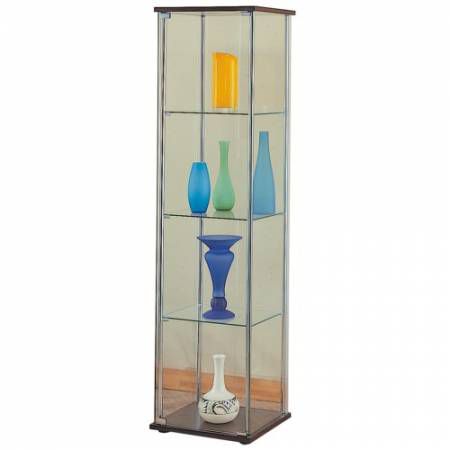 Curio Cabinets 4 Shelf Glass Curio Cabinet with Cappuccino Top & Bottom 950172
