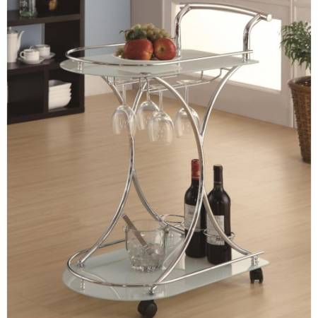 Kitchen Carts Serving Cart with 2 Frosted Glass Shelves 910002
