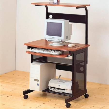Casual Contemporary Computer Unit with Computer Storage and Casters 7121