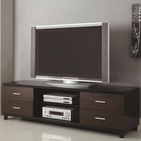 TV Stands 4 Drawer Two Tone TV Stand with 2 Shelves 700826