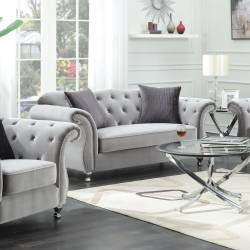 Frostine Glamorous Loveseat with Tufted Side Frame