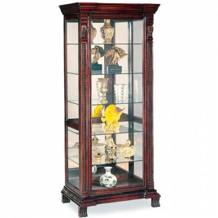 Curio Cabinets 6 Shelf Rectangular Curio Cabinet with Ornate Edges & Decorative Feet 4715