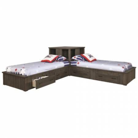 Napoleon Twin Corner Bed Set with Storage Drawers 400937+2x400931T