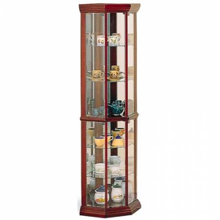 Curio Cabinets Solid Wood Cherry Glass Corner Curio Cabinet with 6 Shelves 3393