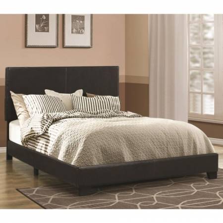 Dorian Black Leatherette Upholstered Queen Bed 300761Q