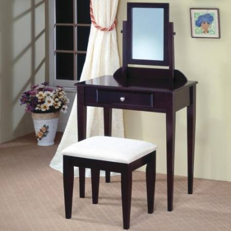 Vanities Contemporary Vanity and Stool with Fabric Seat 300079